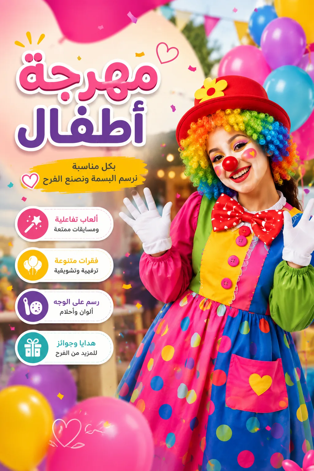 مهرجة أطفال بالرياض | للحفلات وأعياد الميلاد تبدأ من 350 ريال في الرياض