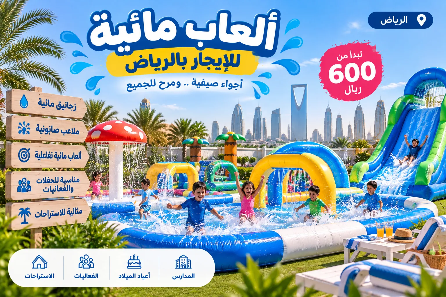 ألعاب مائية للإيجار بالرياض | ألعاب مائية للحفلات في الرياض